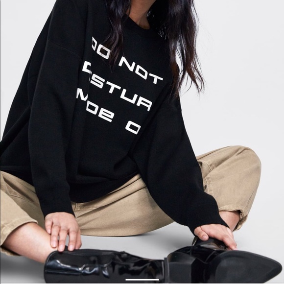 Black Zara knit do not disturb sweater - Picture 3 of 7
